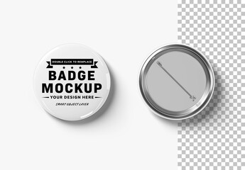 Button Badge Mockup Isolated on White