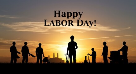 Labor Day Silhouette: Celebrating Workers at Sunset