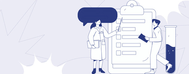 Doctor examines patient flat vector concept operation hand drawn illustration

