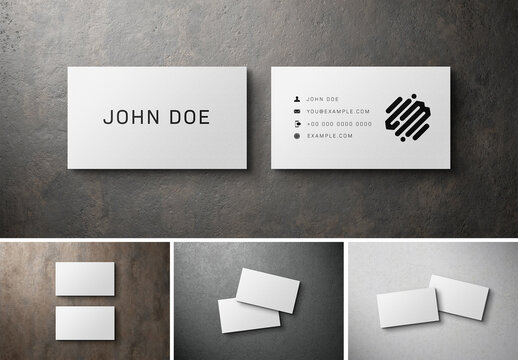 Minimalist Business Card Mockup On Various Textured Background