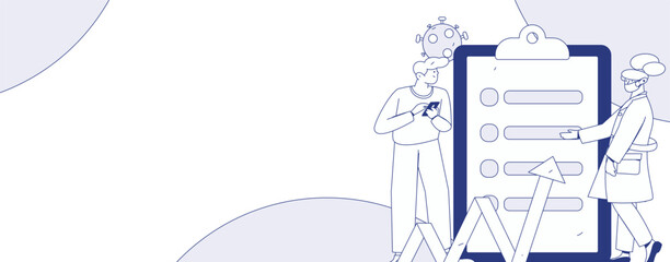 Doctor examines patient flat vector concept operation hand drawn illustration
