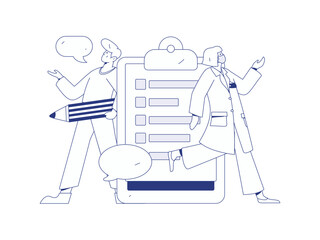 Doctor examines patient flat vector concept operation hand drawn illustration

