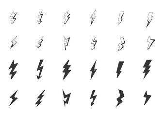 png thunder energy logo with flat electric bolt and arrow shape in abstract set for app power icon or storm warning sign with yellow lightning and black design on simple digital background

