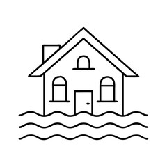 flooding home icon, flooding home vector illustration-simple illustration of flooding home, perfect for flooding home logos and icons