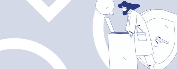 Doctor examines patient flat vector concept operation hand drawn illustration
