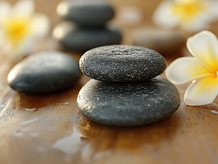 A soothing scene of hot stone therapy with stones placed on a patient for relaxation.
