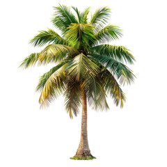 Lush Green Palm Tree Isolated on Black Background,