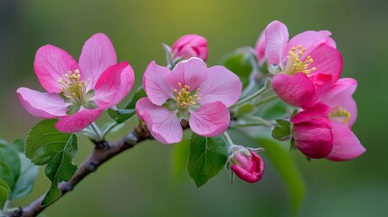 Obraz premium In spring, apple trees bloom with flowers. Orchards become full of blossoming apple trees. 