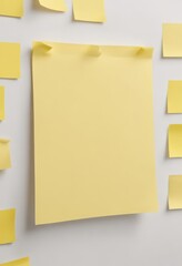 Intense yellow sticky note, crisp edges, stark white backdrop ,  texture,  office,  design element
