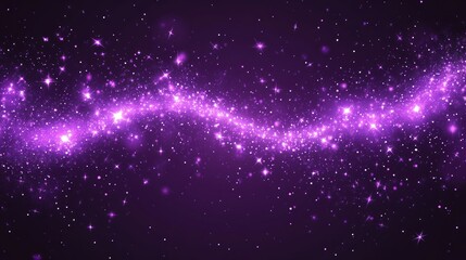 Obraz premium Purple cosmic dust wave, starry night background, galaxy design, website header