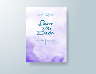 Wedding invitation with abstract splash watercolor