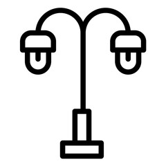 Street Light Line Icon Style