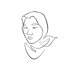 Aesthetic Woman Female Face Minimalist One Line Art Illustration for Cosmetic Design and Scrapbook Decoration
