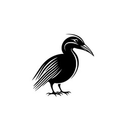 Obraz premium Silhouette pictogram showcasing a bird design with sleek lines and curves in a minimalistic style appropriate for icons