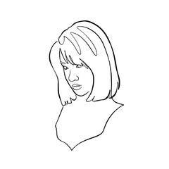 Aesthetic Woman Female Face Minimalist One Line Art Illustration for Cosmetic Design and Scrapbook Decoration