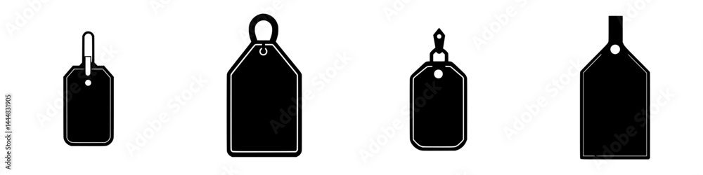 Poster silhouette pictogram set of varied tag designs suitable for multiple applications in graphic and web