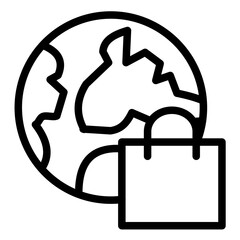 Worldwide Shopping Line Icon Style