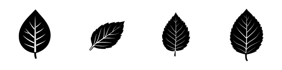 Silhouette pictograms representing different leaf shapes, perfect for nature-themed design or decorative purposes
