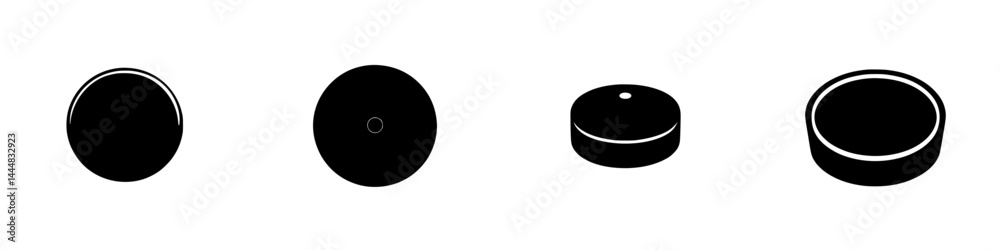 Fototapete various silhouettes of circular shapes representing different objects in a simple vector style isola
