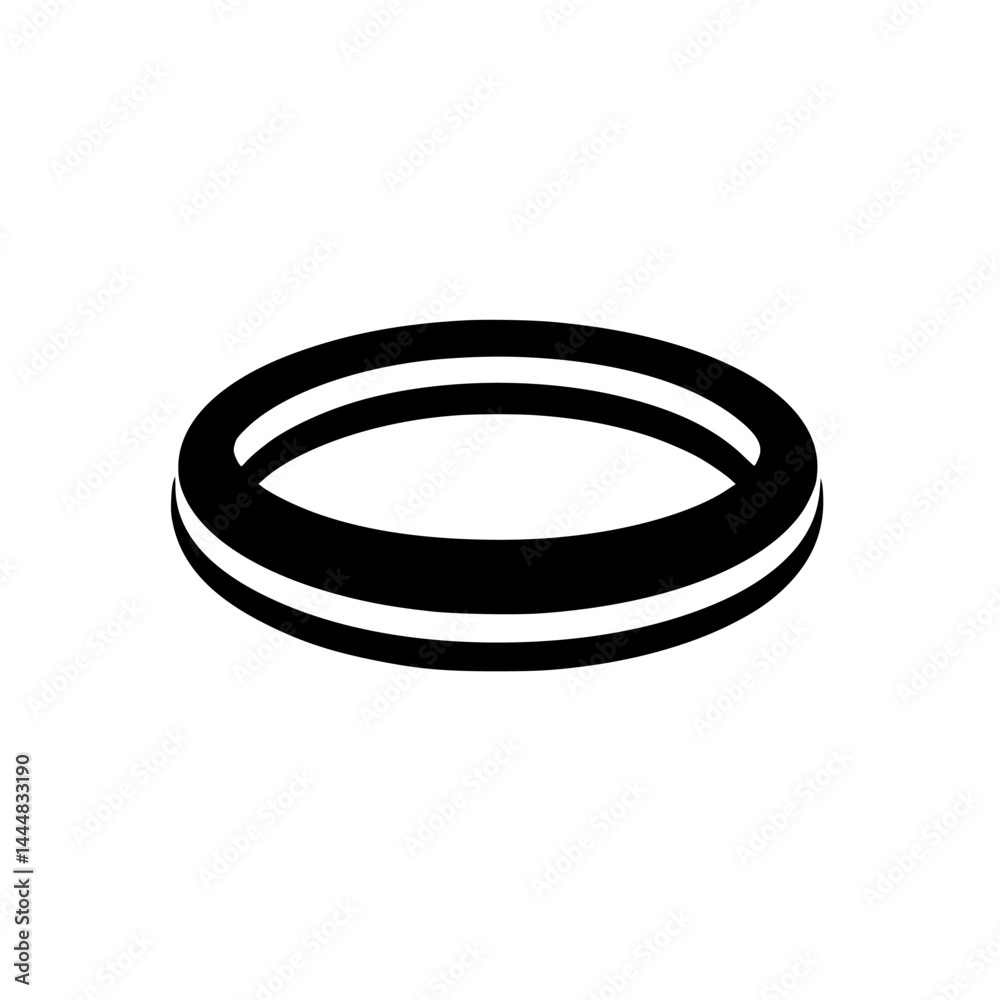 Poster silhouette pictogram of a circular object illustrating an abstract design with smooth lines suitable