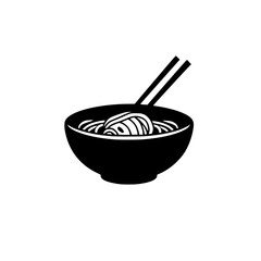 Silhouette pictogram of a bowl of noodles with chopsticks showing a simple and elegant design representing Asian cuisine