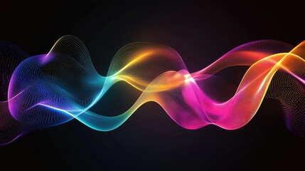 Colorful Abstract Wave Patterns with Flowing Lines and Dynamic Energy on a Dark Background for Digital Art and Design Use