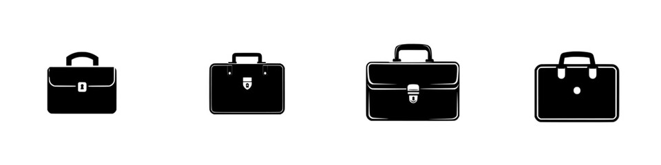 Silhouette pictogram set featuring various briefcases in a simple style for use in diverse graphic designs and projects