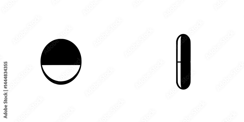 Poster set of silhouette pictograms representing various shapes in a minimalistic style for design and comm