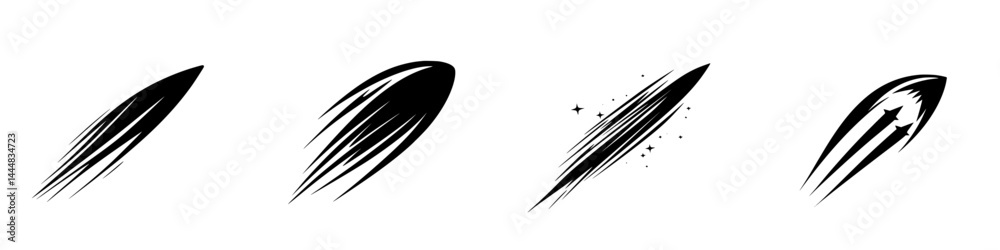 Poster silhouette pictogram icons representing various dynamic movements in a minimalist vector style