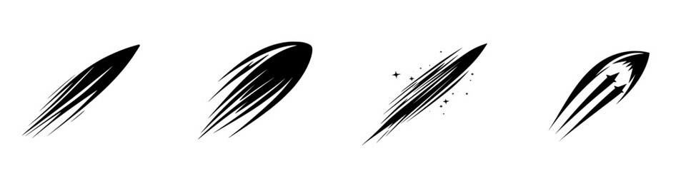 Silhouette pictogram icons representing various dynamic movements in a minimalist vector style