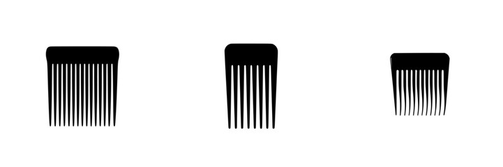 Silhouette pictogram set featuring various sizes of hair combs for graphic design and illustration purposes