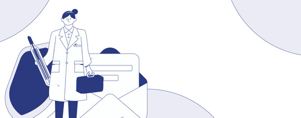 Doctor examines patient flat vector concept operation hand drawn illustration
