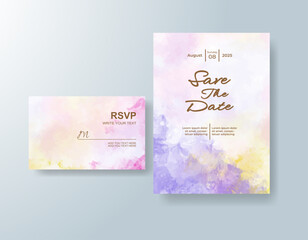 Wedding invitation with abstract splash watercolor