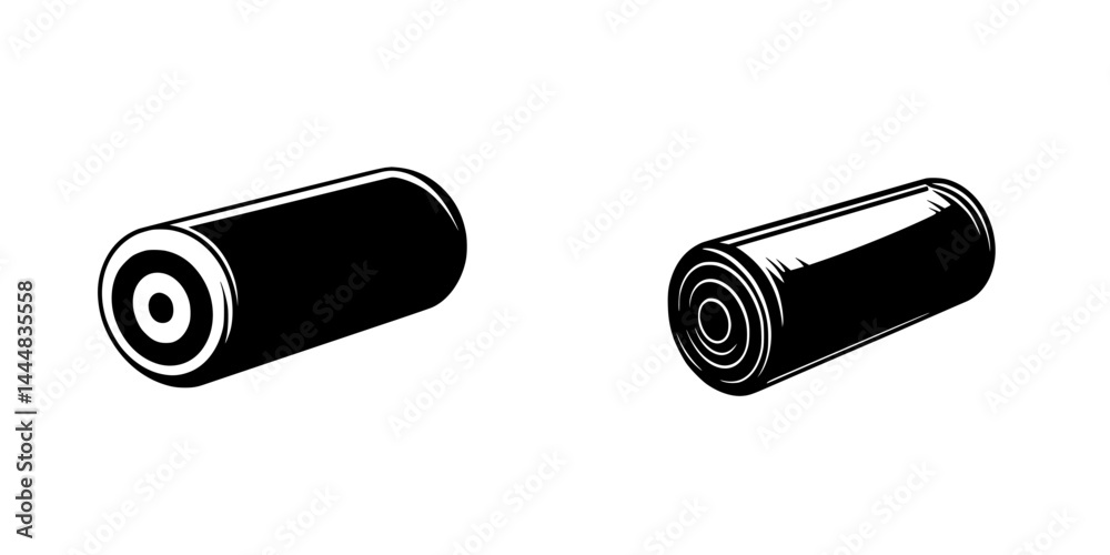 Poster silhouette pictogram collection showcasing various cylindrical objects in isolated vector format for