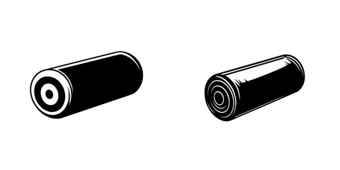 Silhouette pictogram collection showcasing various cylindrical objects in isolated vector format for graphic design use