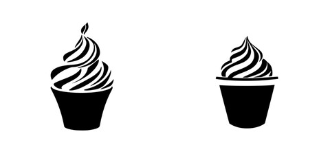 Collection of silhouette pictograms featuring various cupcake designs for use in modern graphic projects