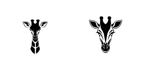 Vector silhouettes of giraffe heads showcasing distinct styles for design and illustration purposes © Антон Сальников