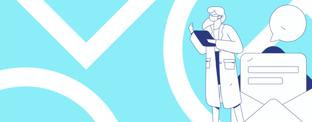 Doctor examines patient flat vector concept operation hand drawn illustration
