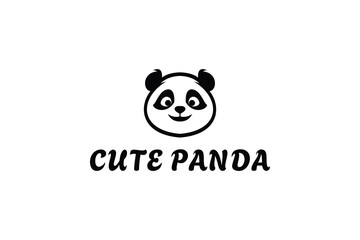 panda head logo design template, logo icon vector illustration