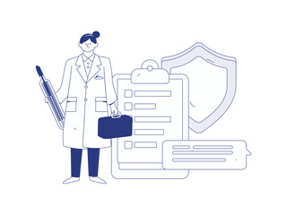 Doctor examines patient flat vector concept operation hand drawn illustration
