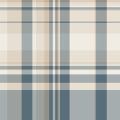 American textile texture fabric, canvas seamless check pattern. Sewing background vector tartan plaid in light and grey colors.