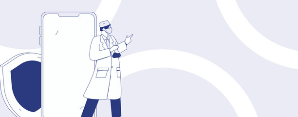 Doctor examines patient flat vector concept operation hand drawn illustration
