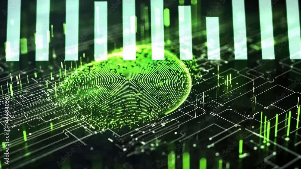 Poster biometric fingerprint integration with digital data processing systems for enhanced security and ide