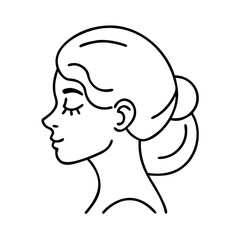 beautiful profile of young woman icon