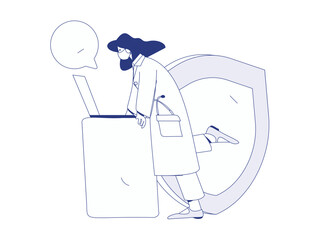 Doctor examines patient flat vector concept operation hand drawn illustration
