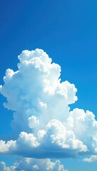 Fluffy white cumulus clouds scattered across a vibrant blue sky , aerial view, white