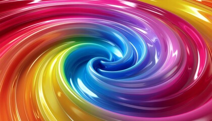 Fototapeta premium Dynamic rainbow swirl of vibrant colors with glossy texture and depth