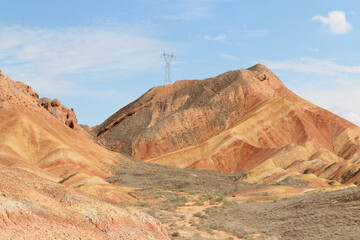 Scenery of Zhangye Danxia National Geopark (Rainbow Mountains) in Gansu, China