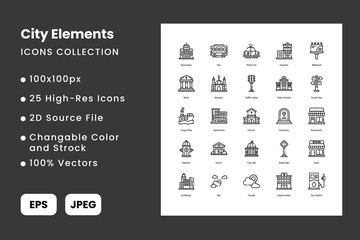 City Elements vector icons set