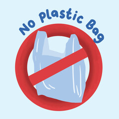 No plastic bag hand drawn sign illustration. Vector for design, project, poster environment 